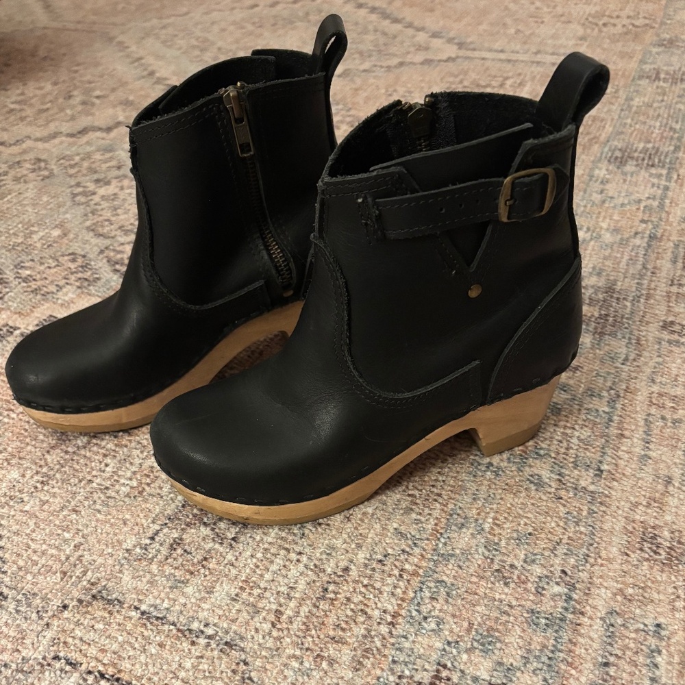 No. 6 Leather Clog Buckle Boot - Mid Heel Size 35